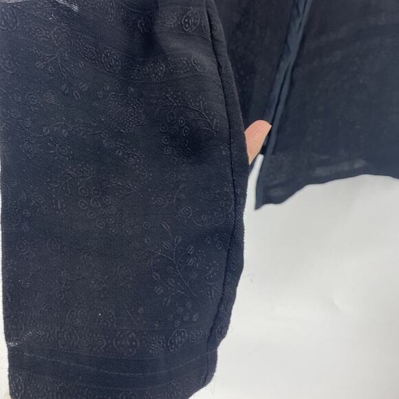 Armani Exchange sheet satin color black on black embroidered block trim 90s - Picture 4 of 8